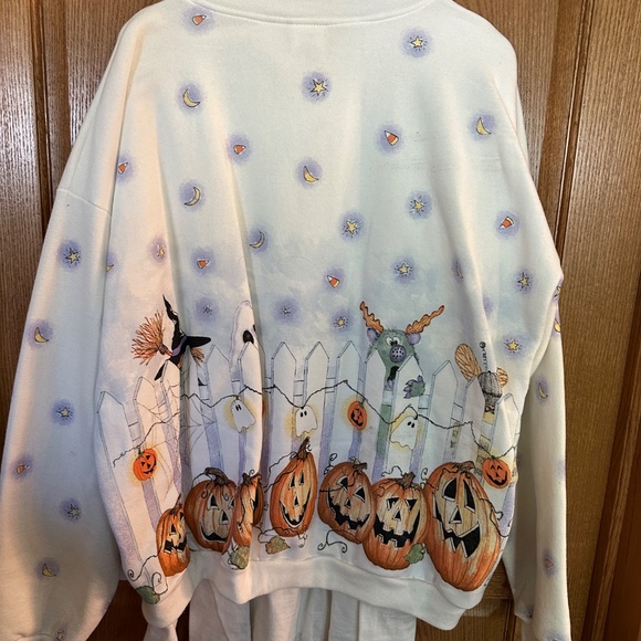 Hand crafted sweatshirt & LS T-Shirt with halloween theme.  Set of two. - Picture 4 of 11